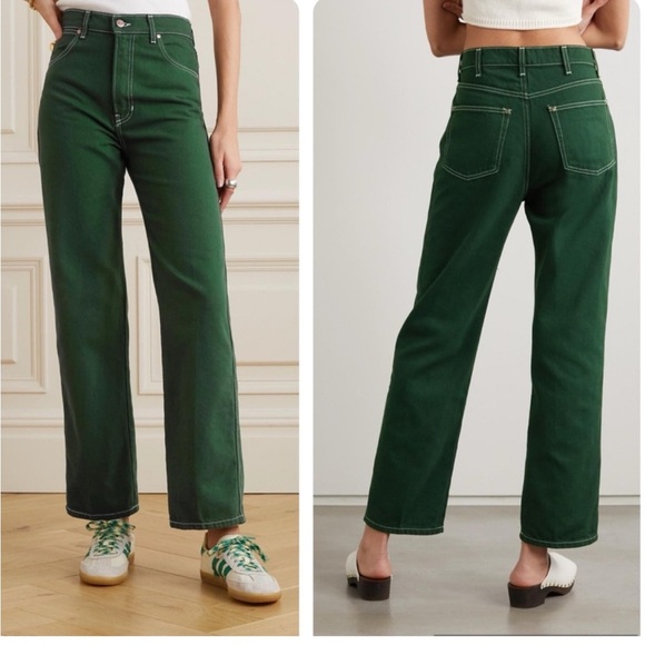 Reformation Denim - Reformation Cowboy High Rise Straight Jeans Grass Green Size 26